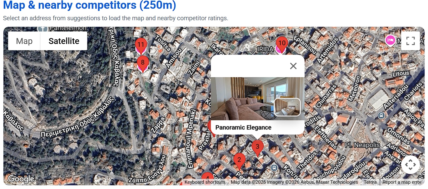 Map & nearby competitors preview